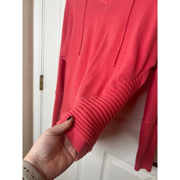 Akini Pink Sweatshirt Hoodie with Thumb Holes Pullover V-Neck Sweater Size Small - Picture 4 of 9